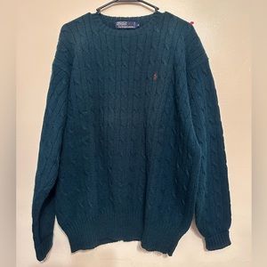 Vintage Polo Ralph Lauren 100% Wool Pullover Sweater Men’s Size XL Green